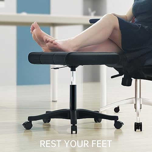 Mobile Footrest, Multi-Use Stool with Lockable Wheels, Under Desk Leg Rest Rolling Chair for Home Office, Adjustable Height Spa Salon Stool, Ottoman Foot Rest