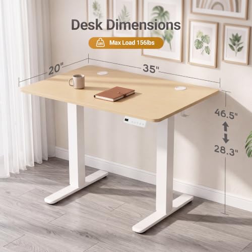 Claiks Electric Small Standing Desk, 35x20 Inch, Nature - color: Nature, size: 35 Inch