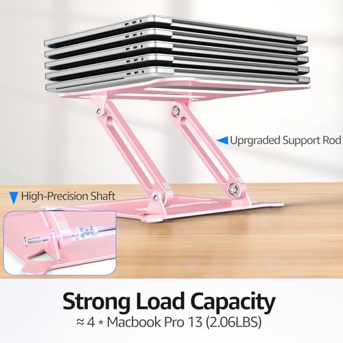 Urmust Adjustable Laptop Stand for Desk, 10-15.6“ Laptop Riser, Pink - color: C-Pink