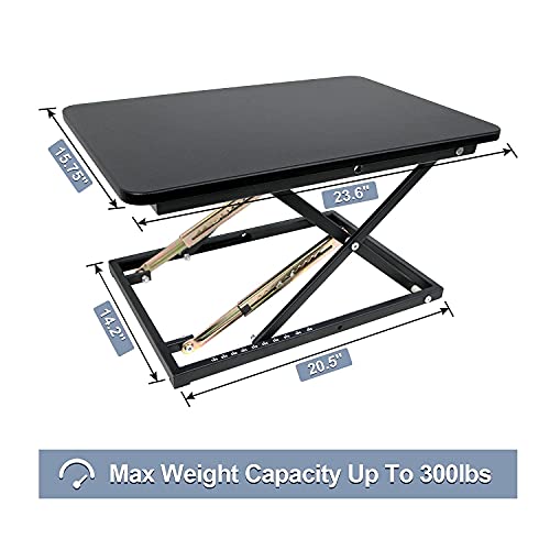 Standing Desk Converter Height Adjustable Stand Up Desk Riser - Supports 300 lbs, Fully Assembled Monitor/Laptop Riser Workstation, Black. - color: Black-24in