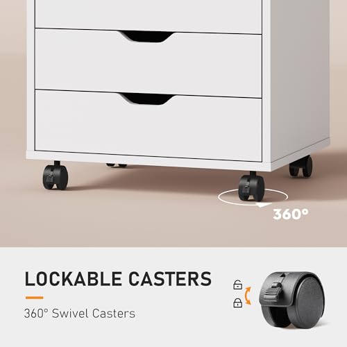 DEVAISE 5 Drawer File Cabinet, Wood Under Desk Drawers Chest White - color: White
