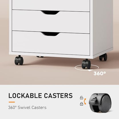 DEVAISE 5 Drawer File Cabinet, Wood Under Desk Drawers Chest White - color: White