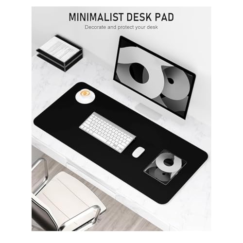 Desk Pad, Leather Non-Slip Laptop Computer Desk Keyboard Mat, Table Protector Blotter Mat, Large Mouse Pad (23.6" x 11.8")-Black - color: Black