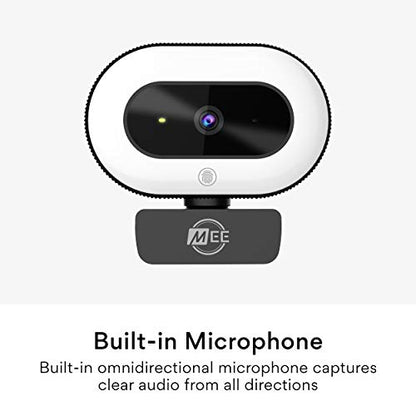 MEE audio CL8A 1080p HD Webcam with Ring Light, Microphone, Autofocus, Low Light Correction, 360° Rotation; USB Streaming Web Camera for Video Calling via Zoom/Skype on Computer PC Mac Laptop Desktop - style: 1080p Ring Light