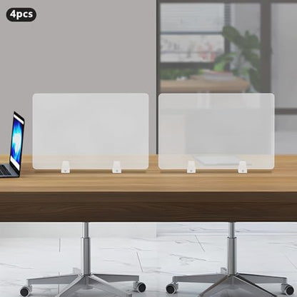4PCS Desk Dividers Office Partitions, Privacy Desk Panel Protective, Acrylic Plexiglass Shield with Clamps for Offices Schools Call Centers - 23.6”L X15.8”W - color: Frosted