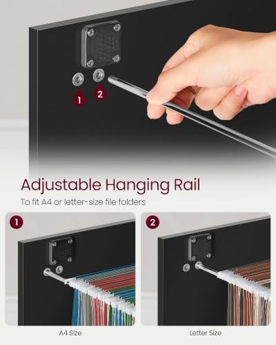 VASAGLE 2 Drawer File Cabinet with Locks, for A4, Letter Sized Documents - color: Ink Black, size: 2 Drawers