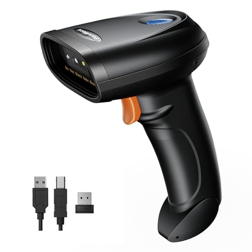 Bluetooth 2D Barcode Scanner, 3-in-1 Bluetooth & USB Wired & 2.4G Wireless QR Barcode Reader, PDF417 Data Matrix Handheld Bar Code Scanner Work with Windows, Android, iOS (TM-10B) - color: Orange