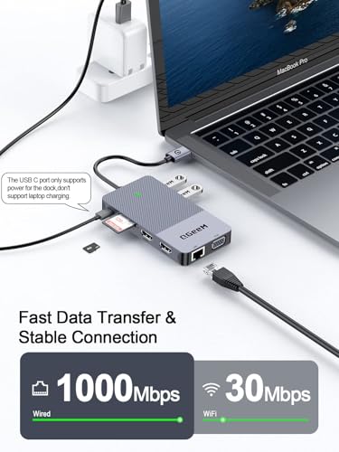 USB 3.0 Laptop Docking Station Triple Display 2 HDMI VGA Dual Monitor Hub - color: Classic Gray
