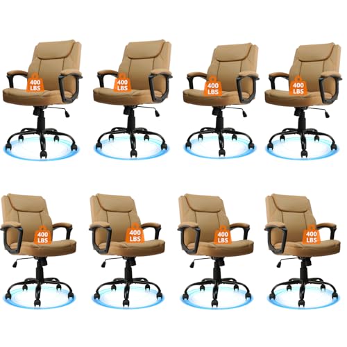 CLATINA Brown Office Computer Chair PU Leather Executive Swivel Adjustable Height Chairs with Upholstery Fixed armrest Mid-Back Leather Thick Cushion Office Chair Brown 8Pack - color: Brown_1, size: 8 Pack