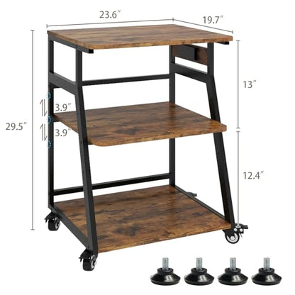 Natwind 3 Tier Large Printer Stand, 24"x20", with Charging Station,Retro - color: Retro, size: 23.6''x19.7''