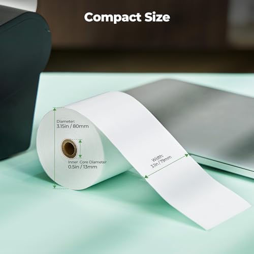 MUNBYN Thermal Paper 3 1/8 x 230ft, 50 Rolls Receipt Paper Work for Star Micronics TSP100 TSP143 Epson 80mm Receipt Printer Square POS Register, 80mm Thermal Receipt Papers, BPA Free, Plus Version - size: 3 1/8" x 230', style: 50 Rolls