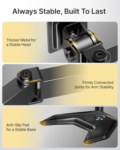 monTEK Freestanding Dual Monitor Stand for 17-32" Screens, 22 lbs Each | Solid V-shaped base, dual-screen full-motion arms, height adjustment, tilt, swivel, rotation and VESA 75/100 - size: Dual Monitor
