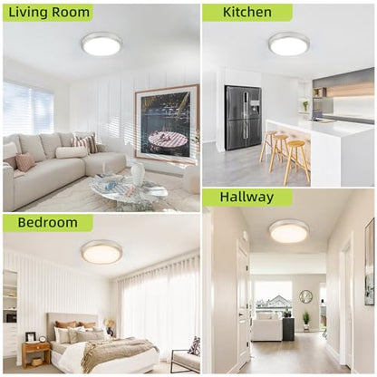 hykolity 9 Inch Selectable CCT LED Round Flat Panel Light,1800LM,2 Pack | 18W 3000K/4000K/5000K, Edge-Lit Flush Mount Ceiling Light Fixture for Kitchen, Bedroom, Laundry and Closet Room,Brush Nickel - color: Brush Nickel, size: 9 inch