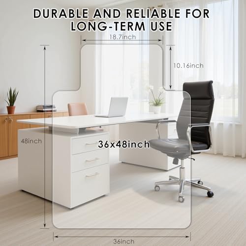 Kuyal 1/5" Thick Office Chair Mat, Heavy Duty Hard Computer Chair Mat | 36" x48" With Lip, Protector Carpeted Floors Mats, Easy Chair Movement, Can be Used on Carpet or Hard Floor, Ship Flat - size: 36" x 48" x 1/5" With Lip
