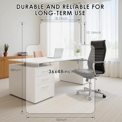 Kuyal 1/5" Thick Office Chair Mat, Heavy Duty Hard Computer Chair Mat | 36" x48" With Lip, Protector Carpeted Floors Mats, Easy Chair Movement, Can be Used on Carpet or Hard Floor, Ship Flat - size: 36" x 48" x 1/5" With Lip