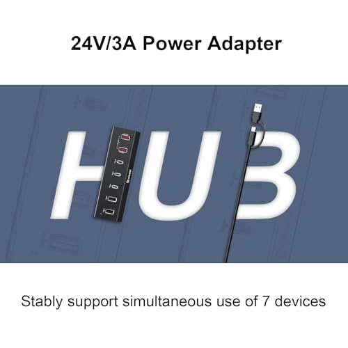 7 in 1 USB C Hub with 10Gbps Data Transfer, PD 45W & QC 18W Fast Charging - color: Black
