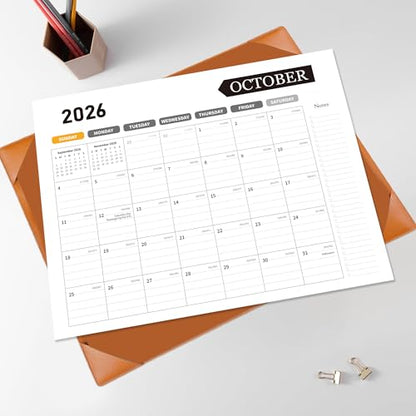 Desk Calendar 2026-2027, 22 x 17, Jun. 2026-Dec. 2027, PU Leather Backing - color: Brown