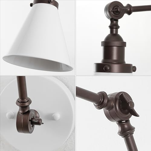 JONATHAN Y Rover 1-Light Wall Sconce 7", White/Oil Rubbed Bronze, Set of 2 - color: White/Oil Rubbed Bronze, size: Set of 2