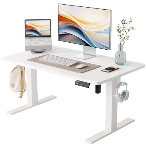 YIHAYO Low Height Adjustable Desk, Lifts 18.1-28.3 Inches, Electric Standing Desk for Short People, 40 x 24 Inches Computer Table with Splice Board for Home Office, White - color: White Frame/White Top, size: 40*24 Inch