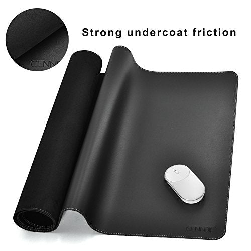 CENNBIE Leather Desk Mat Protector, 39.3" x 19.6" Large Mouse Pad(Black) - color: Black, size: 39.3" x 19.6"