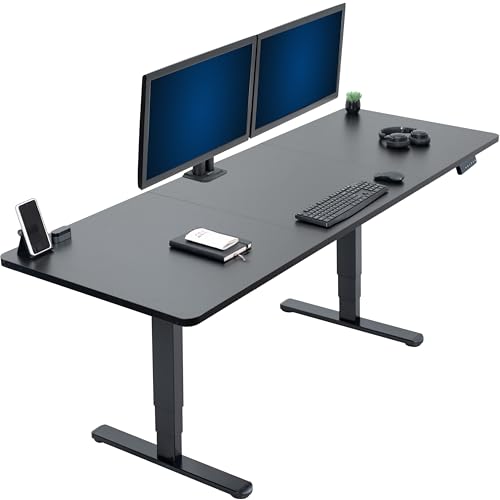 VIVO Black 83 x 30 in Standing Desk, DESK-KIT-2B8B | Electric, Dual Motor, Holds 220 lbs, Sit Stand, Height Adjustable, Extra Deep Table Top, Memory, 2B Series, Black Frame - color: Black Top / Black Frame, size: 83 x 30
