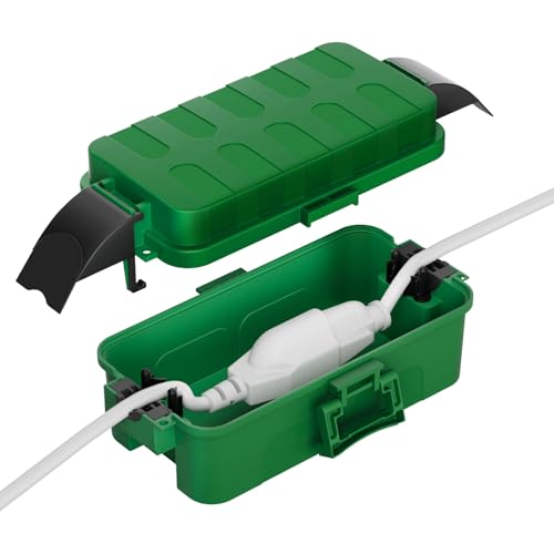 Flemoon IP55 Small Outdoor Electrical Box Waterproof, for Power Strip | Inner 5.9 x 3.2 x 1.8inch, Extension Cord Cover with Detachable Awning Covers for Plug, Outlet, Holiday Lights, Green - color: Green, size: Small