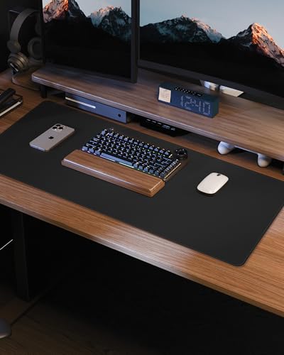 Leather Desk Pad Protector, 48" x 17", Black Desk mat - color: Black, size: 48" x 17"
