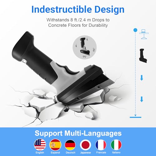 Barcode Scanner, OEWSCAN Wireless Bar Code Scanners Handheld 1D&2D&PDF417 Inventory Scanner Data Terminal Inventory Device QR Code Reader with 2 Inch TFT Screen - color: NS-760WT