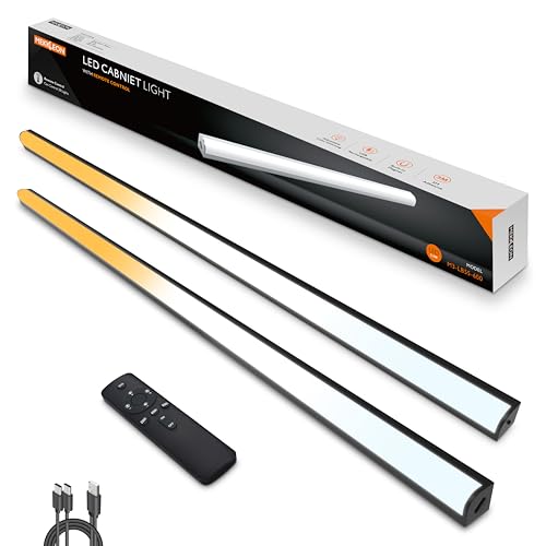 Under Cabinet Lights Remote Control, Magnetic Dimmable Closet Lights,USB Rechargeable Wireless LED Shop Light,Ceiling and Under Counter Lights for Kitchen (Black, 60CM-2 Pack) - color: Black, size: 60CM