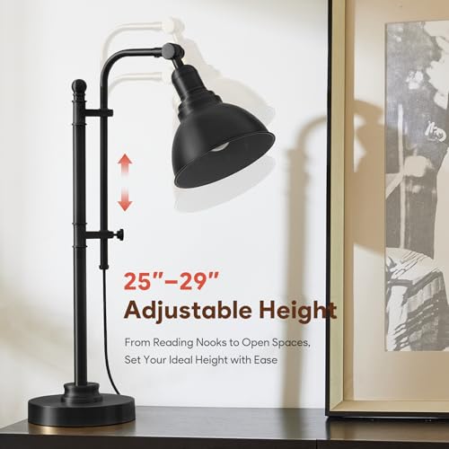 VONLUCE Rustic Desk Lamp, Adjustable Industrial Table Lamp for Home Office - color: Black