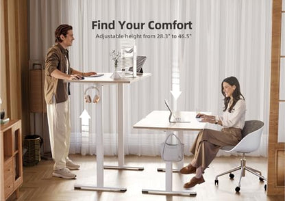 Claiks Electric Height Adjustable Standing Desk, 35x20 Inch, Nature | Smooth Height Adjustment, 3 Memory Presets, Cable Management Hub&Hook, Stable Steel Frame, 176lbs Capacity, Easy Assembly - color: Nature, size: 35