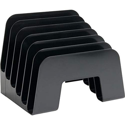 1InTheOffice Incline Desktop File Sorter, 6 Compartments Step Sorter, Black - size: Small