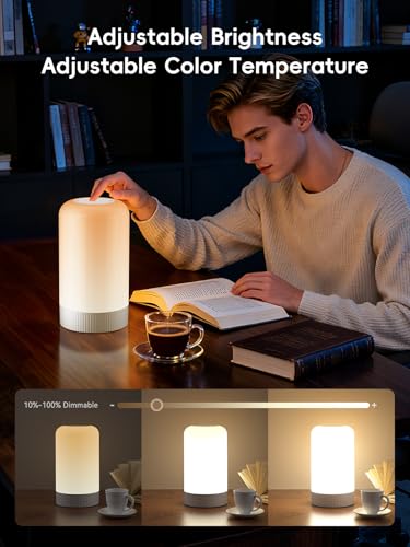 RGBICWW Smart Table Lamp, Touch Bedside Lamp LED Desk Lamp with App Control - color: Gold