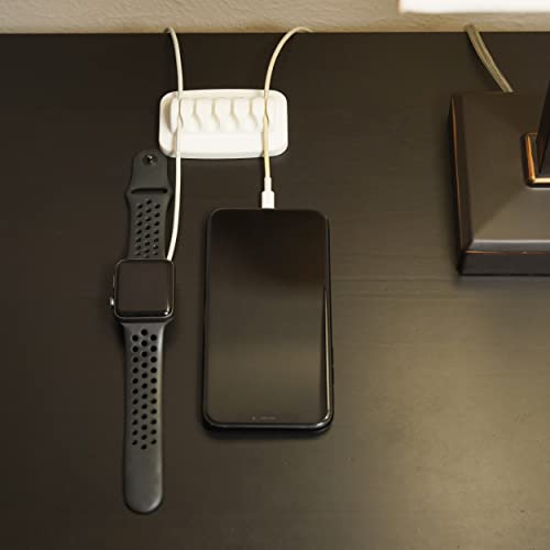 Desktop Cable Organizer, Weighted, Eco-Friendly Silicone, No Bad Smell, Bundled with 4 Reusable Cable Ties (White) - color: White, Small