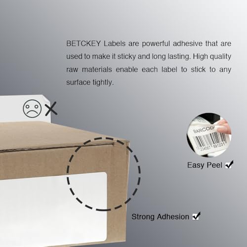 BETCKEY - 4" x 2" (102 mm x 51 mm) Thermal Labels, [20 Roll/15000 Labels] - color: 20 Rolls
