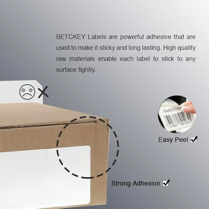 BETCKEY - 4" x 2" (102 mm x 51 mm) Thermal Labels, [20 Roll/15000 Labels] - color: 20 Rolls