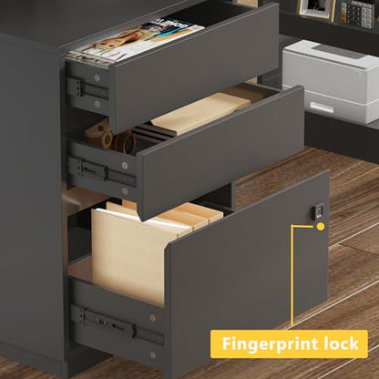 63" Electric Standing Desk with Lockable Drawer, Pegboard and Keyboard Tray, Height Adjustable Stand up Desk with File Cabinet & Shelves, Home Office Computer Gaming Table, Black