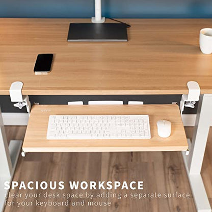VIVO Light Wood Clamp-on 27 x 11 in Keyboard Tray, MOUNT-KB05HA - color: Light Wood, size: 27" fixed width