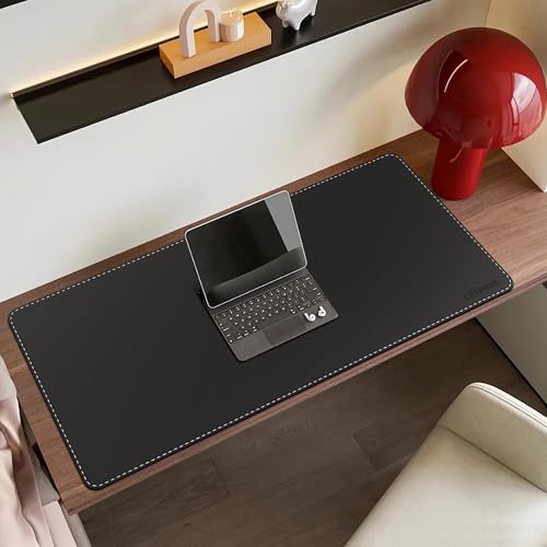 CENNBIE Leather Desk Mat Protector, 35.5" x 16" Office Desk Pad (Black) - color: Black, size: 35.5" x 16"
