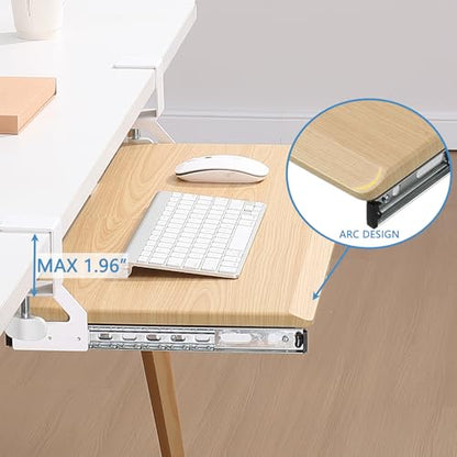 ETHU Keyboard Tray Under Desk, Pull Out Keyboard & Mouse Tray with C-clamp, Ergonomic Desk Keyboard Tray Slide Out, Pull Out Platform Drawer for Home and Office（Oak） - color: Oak