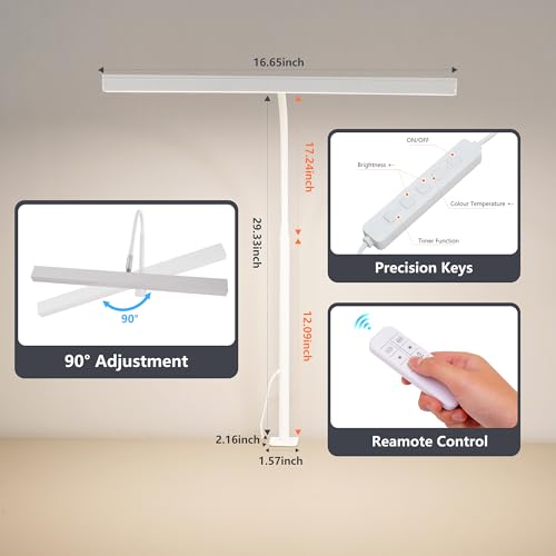 LED Desk Lamp for Office Home, Adjustable Flexible Eye-Caring Desk Light with,5 Modes 10 Brightness Adjustment, USB Adapter Desk Lamp with Clamp-T-W - style: T-White