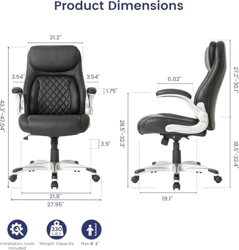 Nouhaus Ergonomic Office Chair Premium Microfiber Leather Adjustable Lumbar Support & Armrests, High Back Comfy Desk Gaming Chairs Executive Computer Swivel Chair Tilt Function(Posture,Black) - color: Black