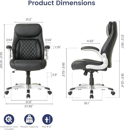 Nouhaus Ergonomic Office Chair Premium Microfiber Leather Adjustable Lumbar Support & Armrests, High Back Comfy Desk Gaming Chairs Executive Computer Swivel Chair Tilt Function(Posture,Black) - color: Black
