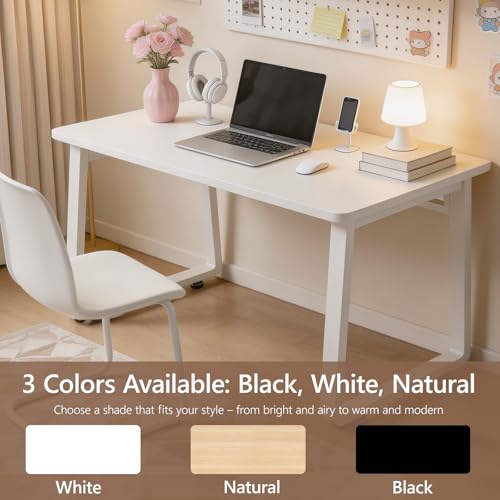 Small Office Computer Desk, Simple Style Writing Desk Waterproof and Scratch-Resistant,Sturdy Study Writing Desk with Wooden Tabletop and Metal Frame for Bedroom, Living Room, Bedroom - color: White, size: 31.5*19.5