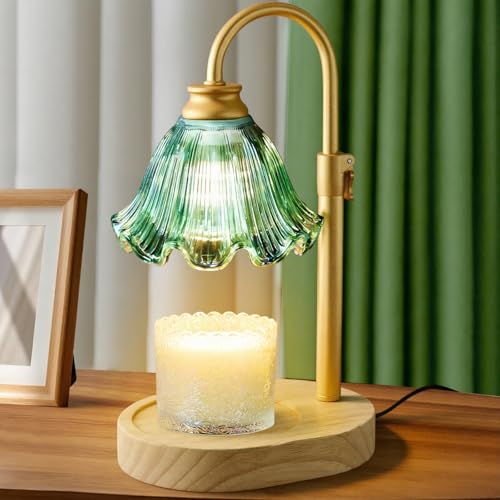 Candle Warmer Lamp with Timer,Birthday Gifts for Women| Dimmable and Height Adjustable Candle Wax Melts Warmer for Scented Jar Candles, Home Fragrance Decor, Christmas and Housewarming Gifts - color: Lily-Green