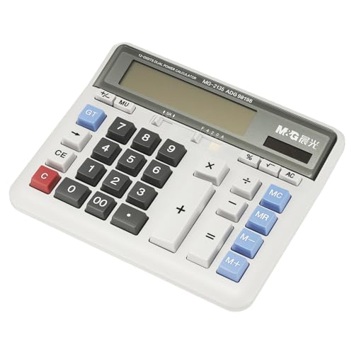 PATIKIL Desktop Calculator Solar AAA Battery Dual Powered 12 Digit Grey