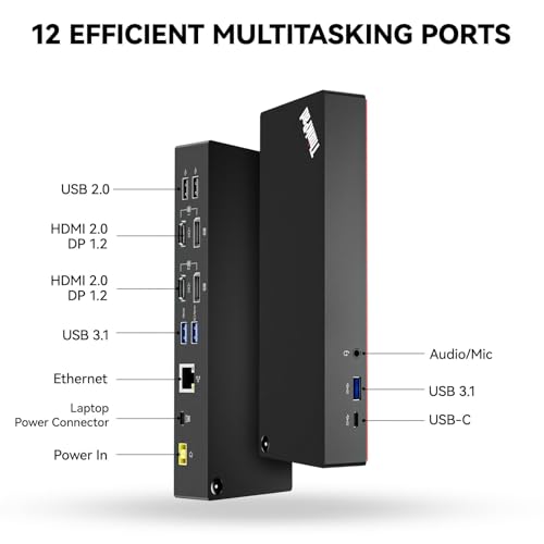 ThinkPad 40AF0135 Universal Hybrid USB-C with USB-A Adapter Docking Station for Lenovo Laptops, Dual Monitor, Comes with ITSPWR HDMI 4K Cable + 50 Cable Ties - style: HDMI Cable + Cable Ties