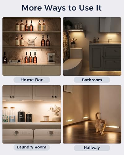 EZVALO Under Cabinet Lighting with 6 × 2000mAh Batteries & Charging Station
