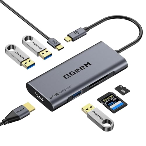 USB C Hub,7in1 Type c to 4K HDMI Multi‑Port Adapter Dongle Dock for Laptop - color: Gray
