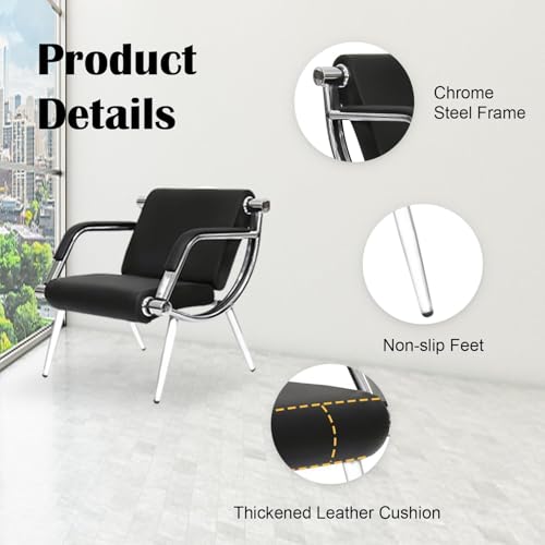 Kinsuite 1-seat Waiting Room Chairs - 4pcs Office Reception Chairs for Salon Barber Bench Airport Bank Hall PU Leather, Black - size: 1-seat*4